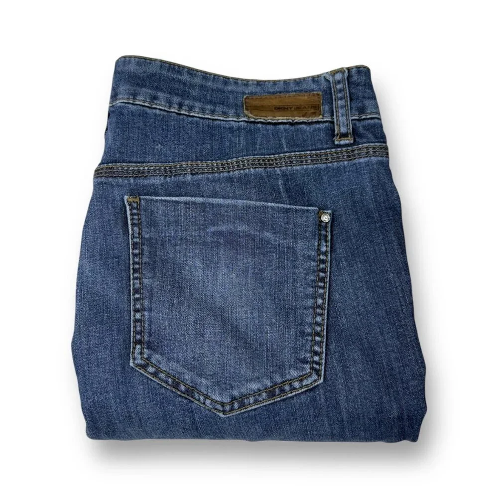 DKNY Jeans Soho Skinny Womens Size 8 Blue Medium Wash Mid-Rise Stretch Denim_2